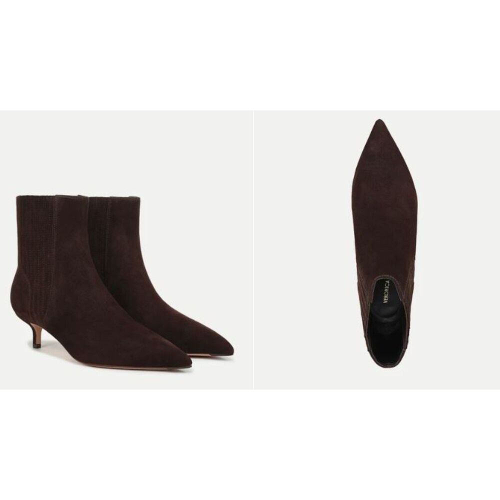Veronica Beard Lisa Kitten-Heel Ankle Boot Booties Espresso Brown 8 NIB 498